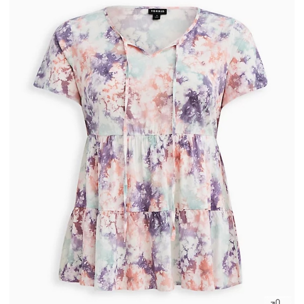 Torrid Tie Dye Textured Stretch Rayon Babydoll - Picture 2 of 3